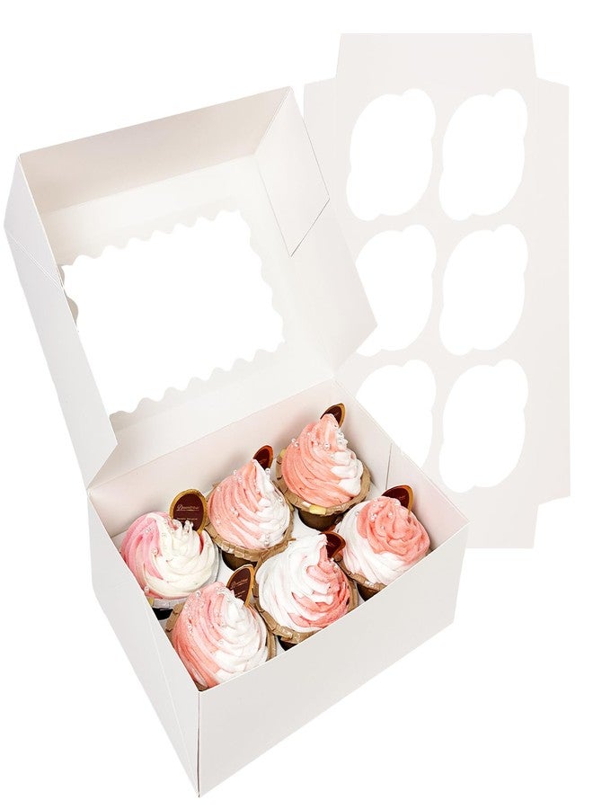 Bakepacker Auto-pop up 6 Cupcake Boxes with Window 20 Count White Box 9.4 x 6.1 x 3 inch Cupcake Carrier - Image 2